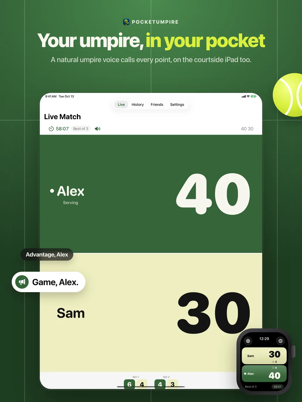 Live match on iPad