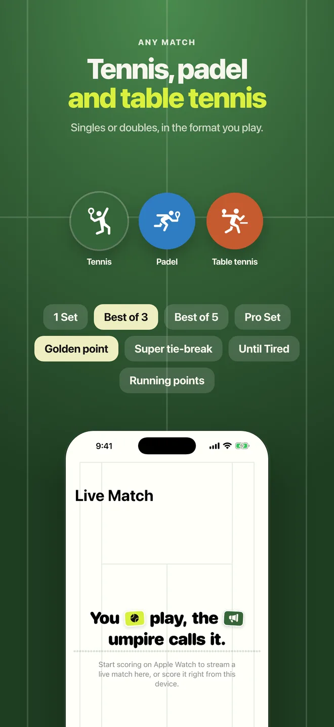 Tennis, padel and table tennis
