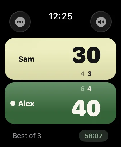 Live score on the watch
